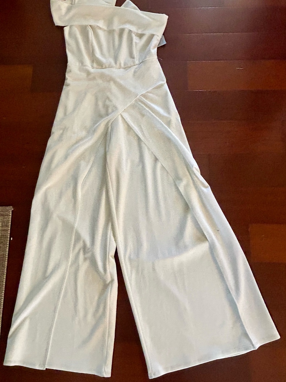 MARINA Strapless Wide-Leg Jumpsuit in Ivory White